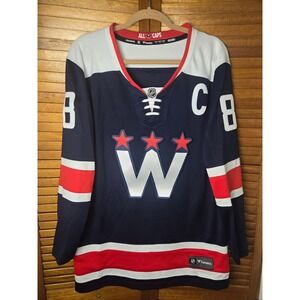 Washington Capitals Ovechkin  Fanatics Jersey Womens Large Navy NWOT